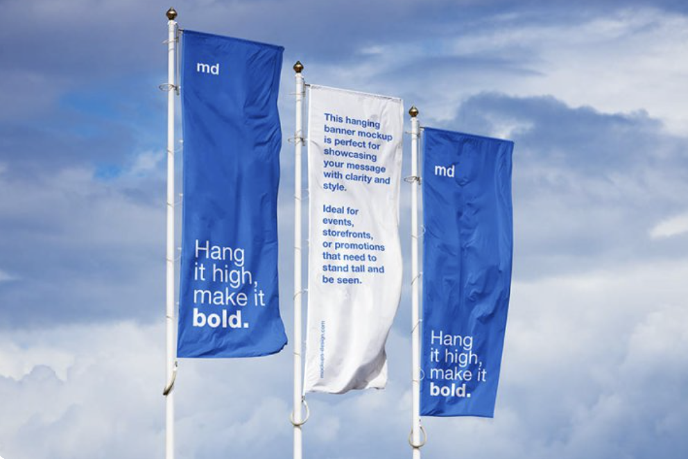 Outdoor flags mockup